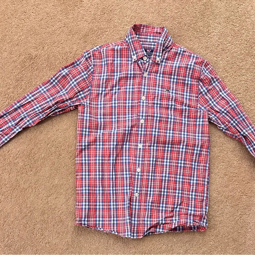Vineyard Vines Red and Blue Plaid Shirt